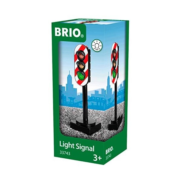 Brio World - 33743 - Feux tricolores lumineux - Accessoire pour circuit de train en bois et circuit de voiture - Fonction lum