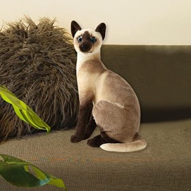 chiwanji Doux Chat en Peluche Jouet Animal Rembourrage Peluche Confortable Poupée Réaliste Mignon Chats Siamois, Styled