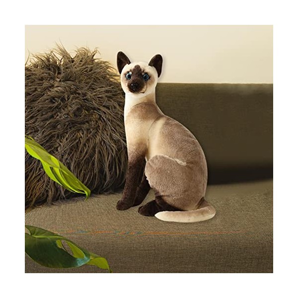 chiwanji Doux Chat en Peluche Jouet Animal Rembourrage Peluche Confortable Poupée Réaliste Mignon Chats Siamois, Styled