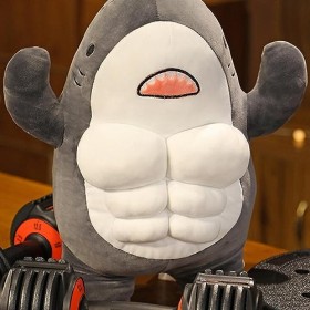 JINGLING Peluche Requin - Poupée en Peluche Drôle Kawaii Ocean Muscle Shark Plushies 17.7in Simulation Animal Requin en Peluc