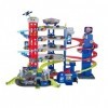 Majorette - Garage Super Chase Center - 112 x 84 x 70cm - 6 Niveaux de Jeu - 5 Voitures + 1 Train Inclus - Ascenseur Motorisé