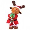 Richolyn Animal en Noël Dansant | Peluches animées Noël avec Sax,Christma Peluche poupée en Peluche Bonhomme Neige Wapiti et 