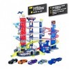 Majorette - Garage Super Chase Center - 112 x 84 x 70cm - 6 Niveaux de Jeu - 5 Voitures + 1 Train Inclus - Ascenseur Motorisé