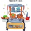 NW Set de jeux de cuisine pour enfants, accessoires pour ustensiles de cuisine synthétiques, jouets pour enfants avec son bl