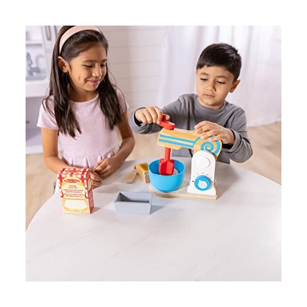 Melissa & Doug Ensemble De Batteur Sur Socle En Bois Pour Faire Un Gâteau | Imitations daliments pour enfants | 3+ | Cadeau 