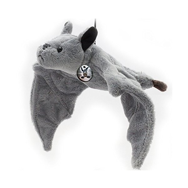 Peluche Chauve-souris gris en fourrure à franges - 35 cm