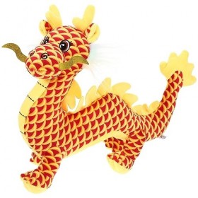 ibasenice Peluche Dragon Animal en Peluche Mascotte Dragon Poupée Peluche Dragon Animal Année Du Dragon 2024 Nouvel an Décora