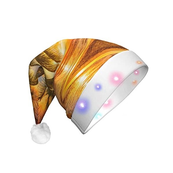 ESASAM Bonnet de Noël lumineux en peluche Love Rock pour adulte, un excellent accessoire pour les fêtes costumées de Noël