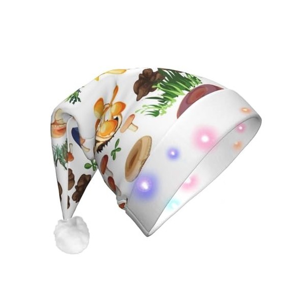 ESASAM Bonnet de Noël lumineux en peluche Love Rock pour adulte, un excellent accessoire pour les fêtes costumées de Noël