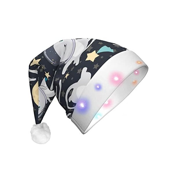 ESASAM Bonnet de Noël lumineux en peluche Love Rock pour adulte, un excellent accessoire pour les fêtes costumées de Noël