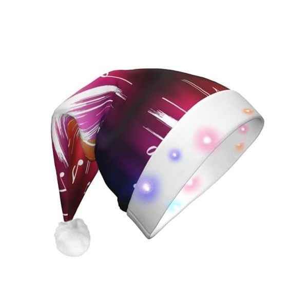 ESASAM Bonnet de Noël lumineux en peluche Love Rock pour adulte, un excellent accessoire pour les fêtes costumées de Noël