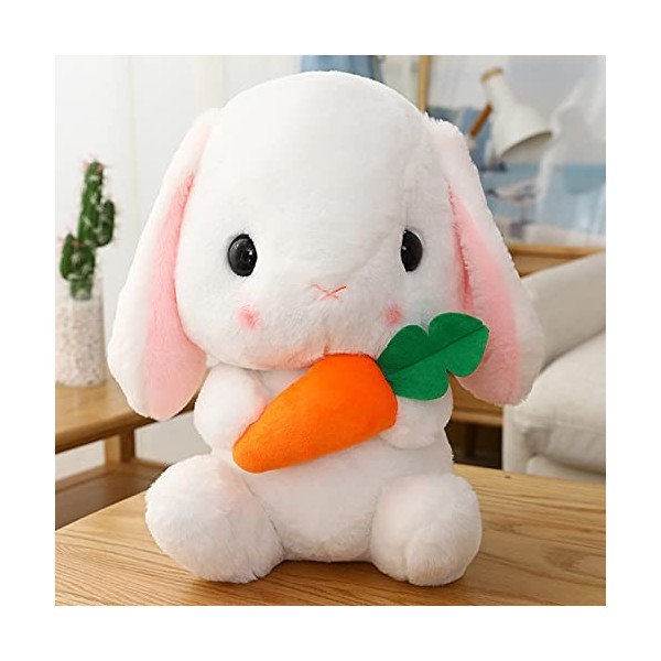 Peluche Lapin Oreilles Longues Radis Petit Lapin Blanc poupée Oreiller Grande poupée Mignonne-B, 22cm