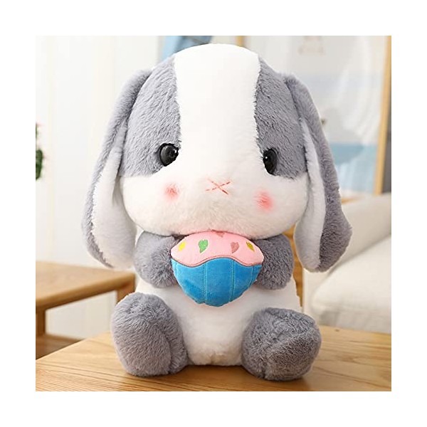 Peluche Lapin Oreilles Longues Radis Petit Lapin Blanc poupée Oreiller Grande poupée Mignonne-B, 22cm