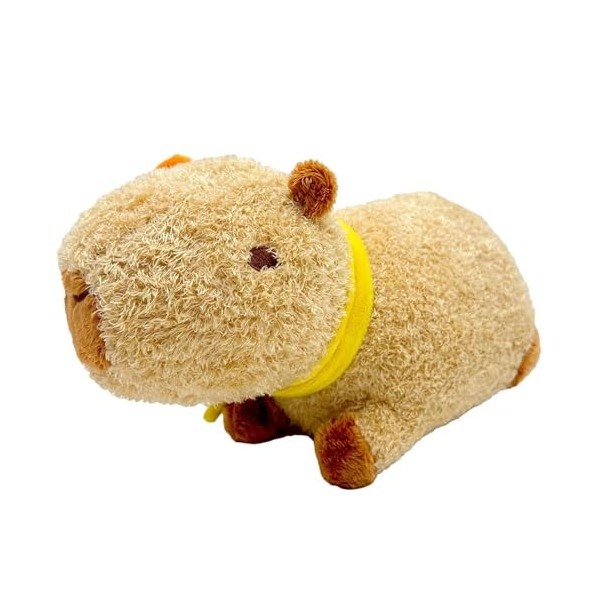 NEFLUM Peluche Capybara de 31,8 cm, Capybara orange potelée portant une écharpe jaune, animaux en peluche câlinables, poupée 