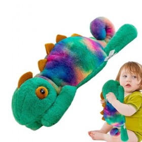 hanwen Peluche caméléon - Oreiller en Peluche réaliste pour Animaux en Peluche caméléon - Adorable Oreiller en Peluche camélé