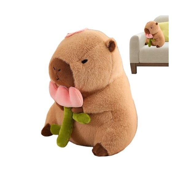 Oldmoom Peluche Capybara,Kawaii Peluches Capybara Peluche Jouet | Couvre-tête Amovible, Adorable Peluche Capybara, Jouet pour