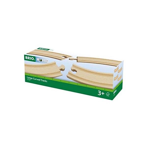 BRIO World - 33337 - Petits Rails Courbes 90 mm - Accessoire pour circuit de train en bois - Jouet pour garçons et filles à p