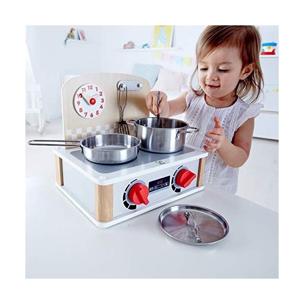 Hape Cuisinière Barbecue Grill 2-en-1, Jeu dImitation Enfants de 3 Ans et Plus - Encourage la Créativité, la Motricité Fine 