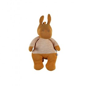 NOUKIES - Doudou Enfant - Peluche Medium Paco Ocre - Doudou Coton Bio - Taille Adaptée aux Enfants 40 cm 