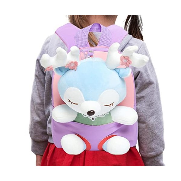 Anulely Joli sac à dos pour petite fille - Jouet en peluche avec renne - Petit sac à dos pour 2, 3, 4, 5, 6 ans, pastèque, 1