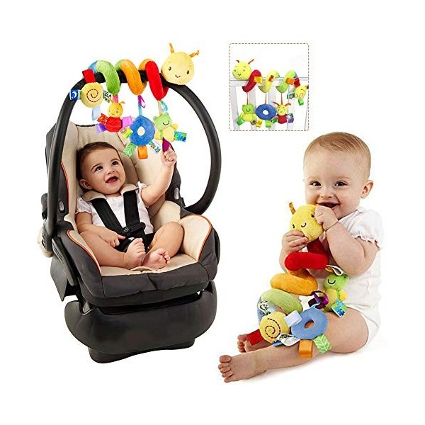 Bébé Jouet de Poussette, Spirale d’activité avec Jouets à Suspendre à la Poussette,Bébé Jouet Spirale Lit Poussette Hochet Jo