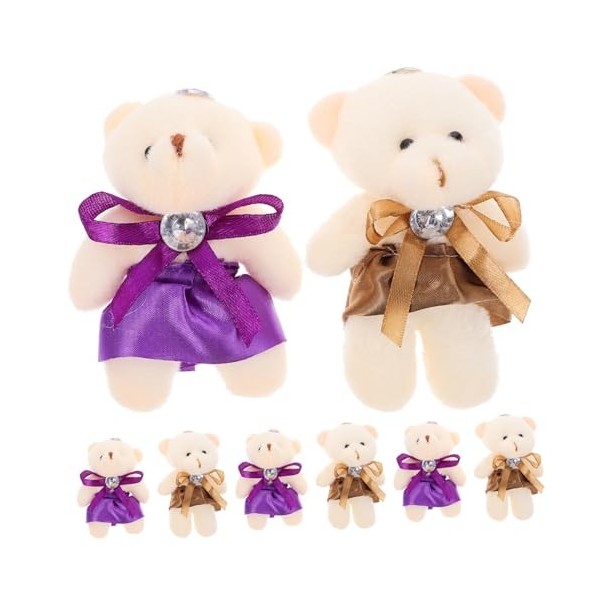 Toyvian 10 Pièces Ours Poupée Ours en Peluche Mini Ours Commun Animaux en Peluche Pendentifs Mini Animal en Peluche Jouets Ou