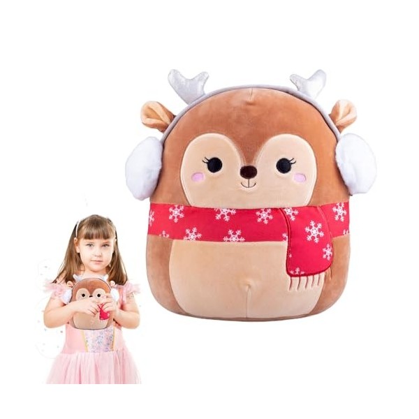 ZONEWD Animaux en Peluche de Renne de Noël - Peluches d’Oreiller de Renne,Renne en Peluche de noël Doux et Portable, pour Cha