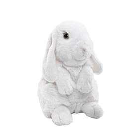 Uni-Toys - Lapin bélier Blanc - 19 cm Hauteur - Lièvre, Animal de la forêt - Peluche, Doudou