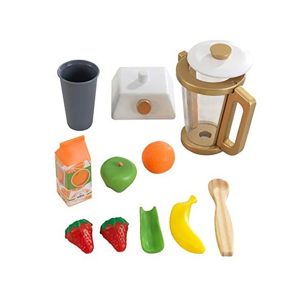 KidKraft Ensemble Blender Smoothie Pastel en Bois, Accessoire Cuisine Enfant, Kit de Ustensile Cuisine Électroménager, Access