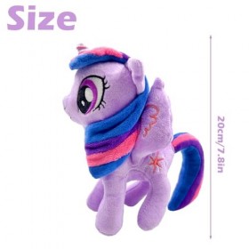 BJPERFMS Peluche Pony, 20cm Twilight Peluche, Violet Pony Poupée en Peluche, Pony Jouets en Peluche, Animal en Peluche Pony, 