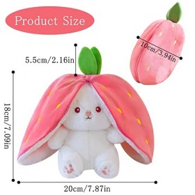 VOSSOT Lapin caché, lapin à la fraise, jouet en peluche, lapin de Pâques, peluche en peluche, lapin, poupée de lapin, peluche