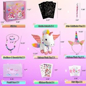 Echehi Peluche Licorne 15Pcs, Jouet Licorne Fille 3-8 Ans, Licorne Jouet Comprend Une Licorne Peluche, des Cartes à Gratter, 