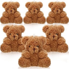 Aoriher 6 Pièces Mini Ours en Peluche Doux 4 Pouces Jouets danimaux Petits Ours en Vrac Mini Oursons en Peluche Cadeau pour 