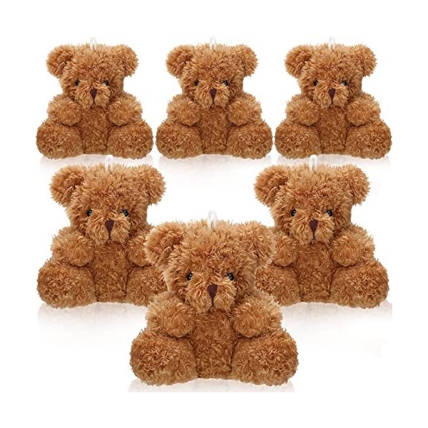 Aoriher 6 Pièces Mini Ours en Peluche Doux 4 Pouces Jouets danimaux Petits Ours en Vrac Mini Oursons en Peluche Cadeau pour 