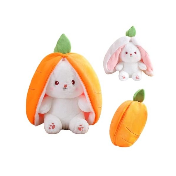 KOWAKA Strawberry Bunny Transformed Into Little Rabbit Fruit Doll Plush Toy Carrot Rabbit Plush Doll Girl Kids Birthday Prese