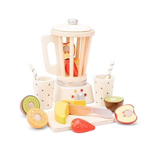 New Classic Toys appareils de Cuisine Jeu d’Imitation Éducative pour Enfants, 10708, Beige, Smoothie Maker-White