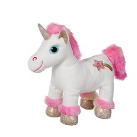 Gipsy Toys - Peluche Licorne sonore Lica Bella 22 cm Blanche et Rose - Peluche Lavable pour Enfants - Boitier Piles Amovible 