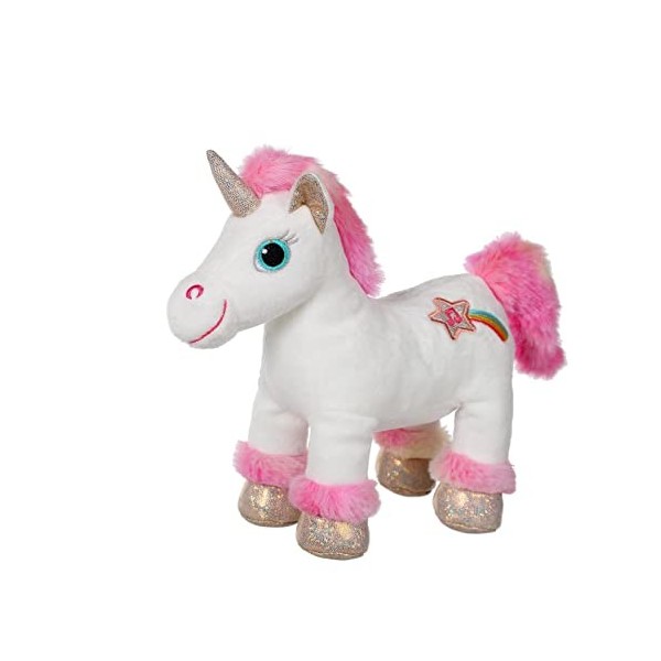 Gipsy Toys - Peluche Licorne sonore Lica Bella 22 cm Blanche et Rose - Peluche Lavable pour Enfants - Boitier Piles Amovible 