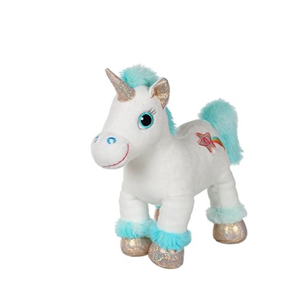 Gipsy Toys - Peluche Licorne sonore Lica Bella 22 cm Blanche et Rose - Peluche Lavable pour Enfants - Boitier Piles Amovible 