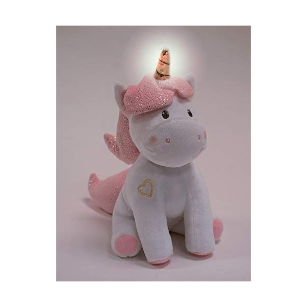 JEMINI 023755 Licorne Peluche +/- 24 cm Musicale et Lumineuse