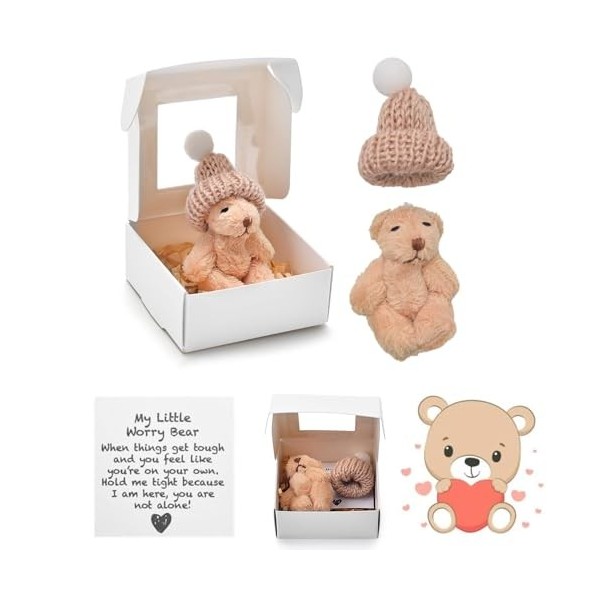 Yizemay Ours de poche « A Little Bear Hug » - Cadeau de chance - Poupée de poche pour amis qui pensent à vous - Cadeau de poc