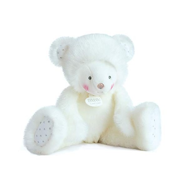 Doudou et Compagnie - Peluche Ourson - 30 cm - Blanc - Trop Mimi - DC3556