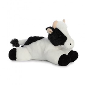 Aurora, 12766, Mini Flopsie Vache, 20 cm, Peluche, Noir et Blanc