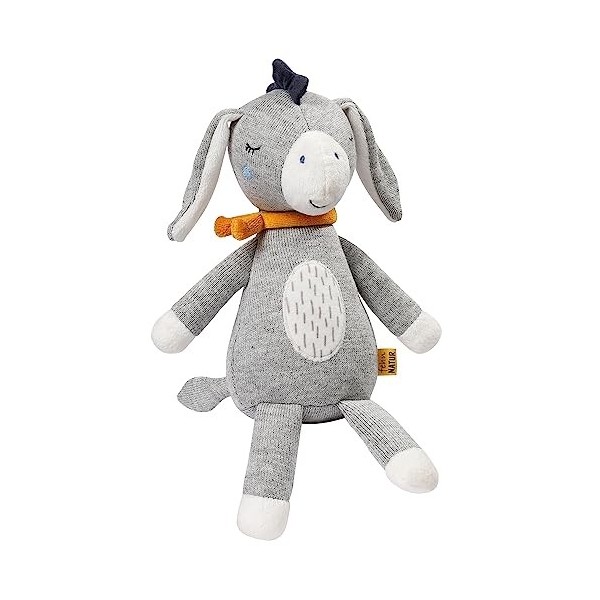 Fehn Doudou âne fehnNATUR - Doudou doux pour nouveau-né comme aide à sendormir - Peluche bébé à saisir, sentir et câliner - 