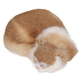 VGEBY Figurine de Chat Endormi à Fourrure, Simulation Réaliste de Chat Siamois Moelleux en Peluche Modèle de Chat Endormi en 