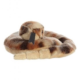 Aurora, 31782, Mini Flopsie Ruse Serpent à sonnette 23cm, Peluche éco-responsable, Vert & Marron