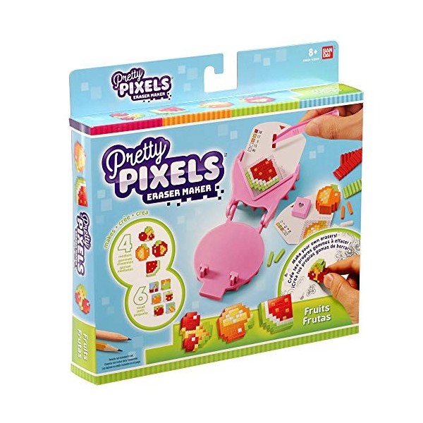 Bandai - Pretty Pixels - Krazy Pixels - Fabrique à gommes - Set de démarrage - Thème fruits - Loisirs créatifs - 38524