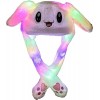 Probuk Chapeau doreille de lapin Blanc LED Peluche Animal Lapin Oreille Chapeau avec Oreille Sautant mobile en appuyant sur 