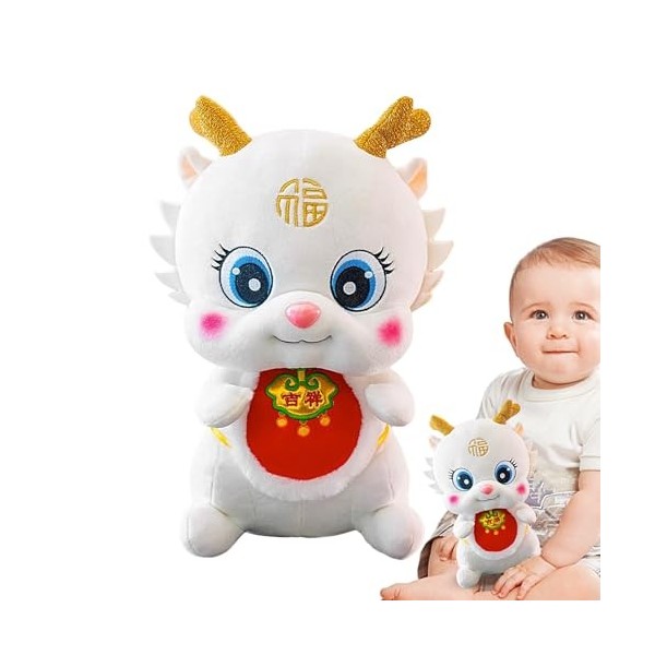 qingfeitai Année du Dragon Peluche | Peluche Dragon Mascotte du Nouvel an 2024, poupée Courte en Peluche | Peluche Dragon Fes