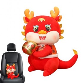 Kuyatioo Jouet en Peluche du Zodiaque, Jouets en Peluche de Dragon de Simulation, Peluche Dragon Rouge Porte-Bonheur, Confort